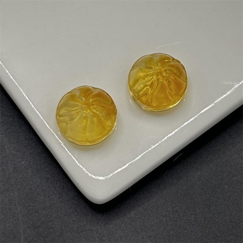 Small Steamed Bun Glass Beads 14mm Glossy Transparent Pastel 100pcs 6