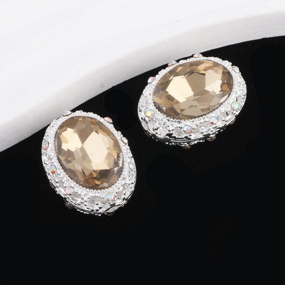 Double-Sided Heart Rhinestone Beads 22mm Alloy Encrusted 10pcs 15