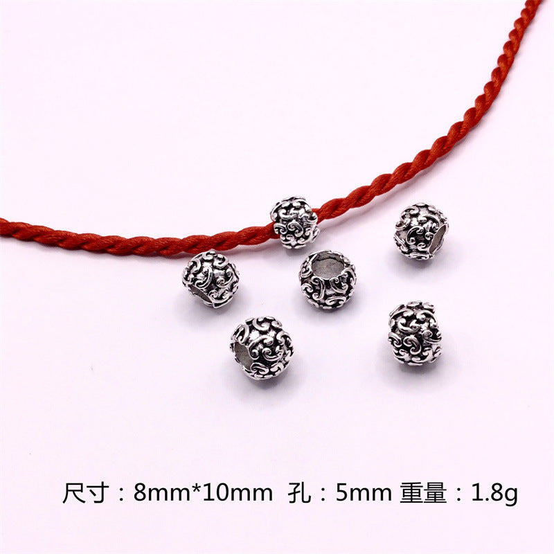 Hollow Spherical Metal Beads Large Hole Intricate Floral Cut-Out 100pcs 9