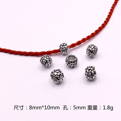 Hollow Spherical Metal Beads Large Hole Intricate Floral Cut-Out 100pcs 9
