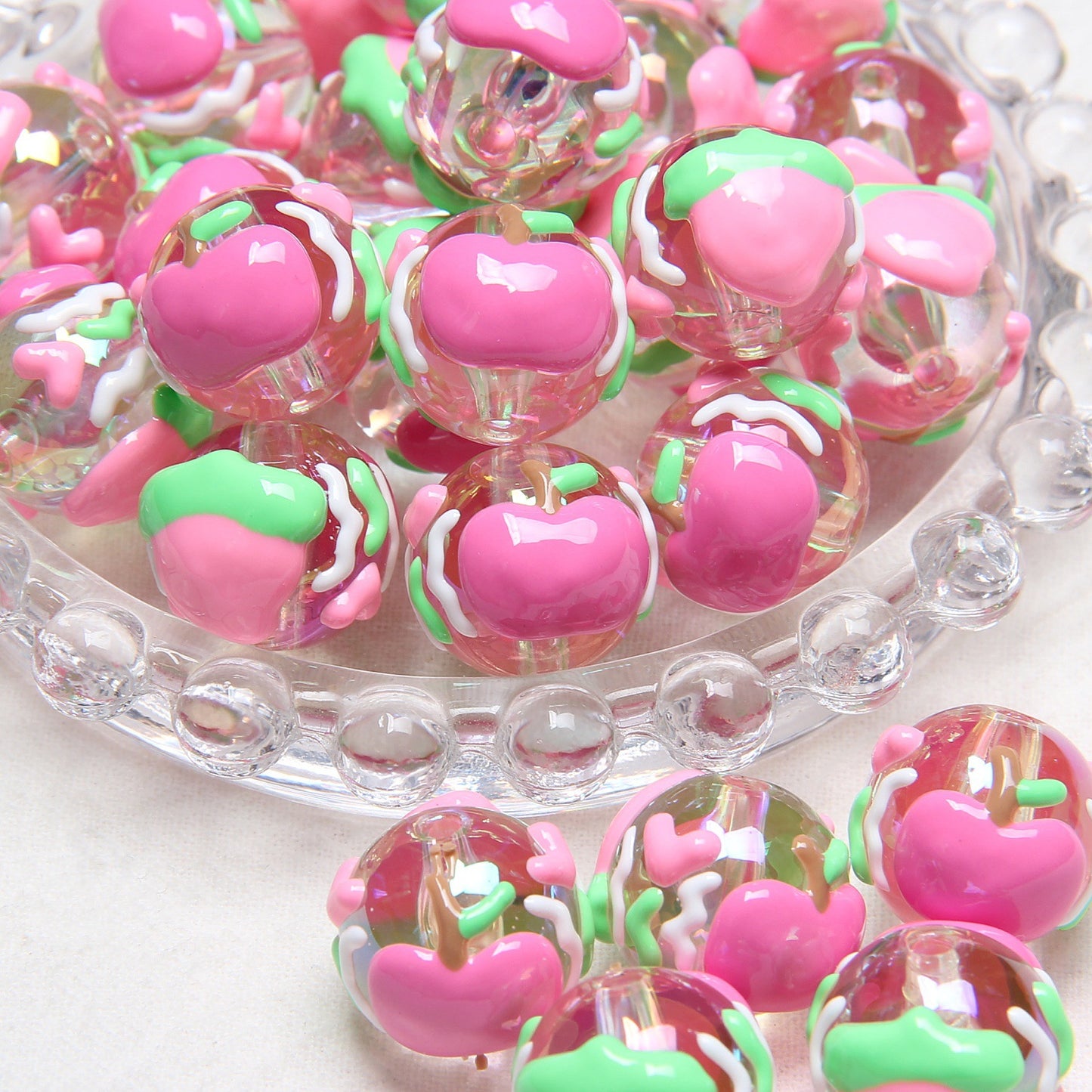 Hand-Painted Fruit Series Acrylic Beads 18mm Glossy 10pcs 20