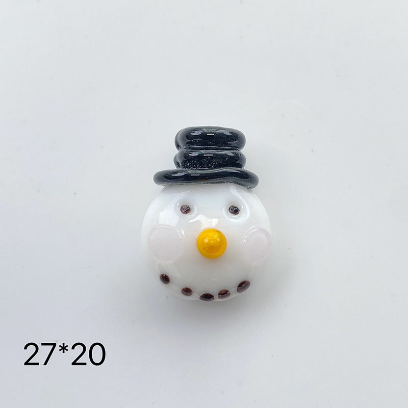 Hand Painted 3D Christmas Lampwork Glass Beads Snowman Santa Motifs 1pc 14
