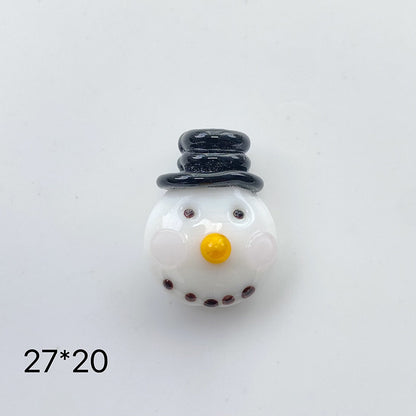 Hand Painted 3D Christmas Lampwork Glass Beads Snowman Santa Motifs 1pc 14