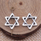 Hollow Hexagram Metal Beads 15mm Polished Silver Alloy 30pcs 2
