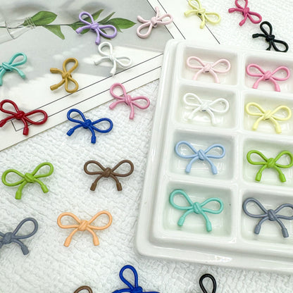 Hollow Bow Metal Beads 13x12mm Glossy Baking Painted Alloy 20pcs 2