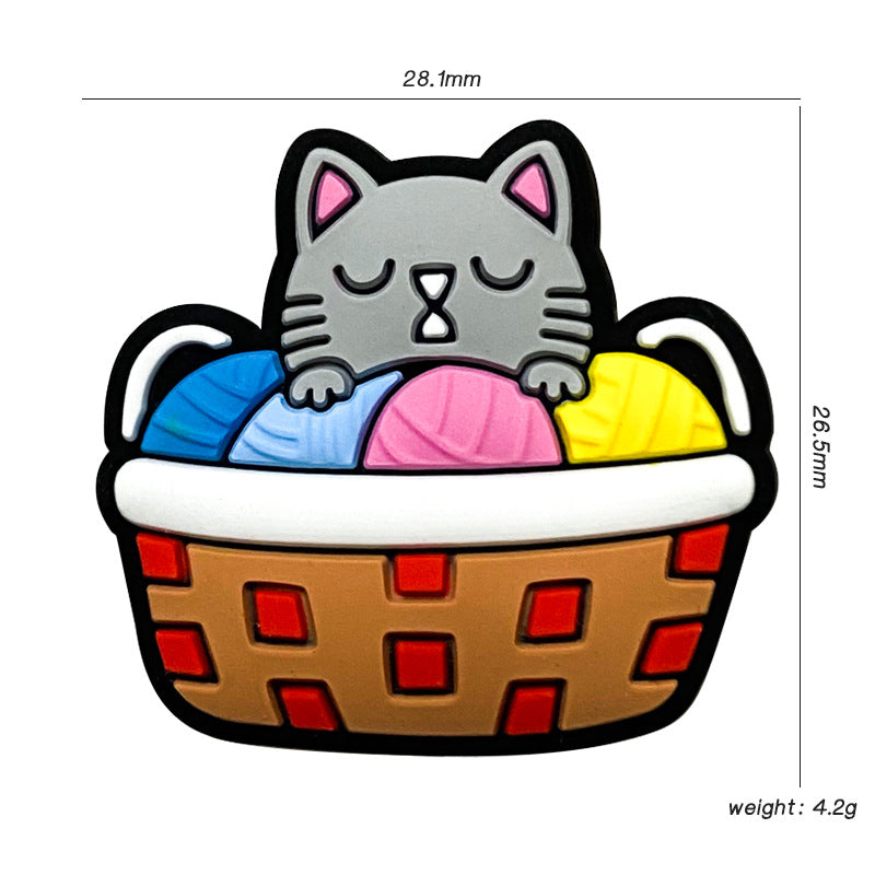 Silicone Focal Beads Lazy Kitten Sleeping in Basket Yarn 20pcs 4