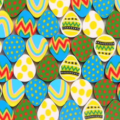 Easter Egg Clay Beads 10mm Colorful Pattern Polymer 100pcs 12