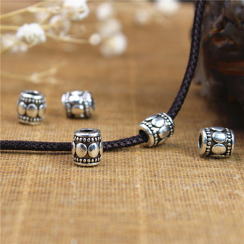 Elliptical Tube Metal Beads 7mm Oxidized Silver Tone Tibetan 50pcs