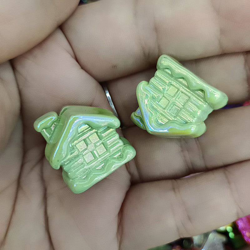 Glow In The Dark Cottage Acrylic Beads 21mm Iridescent Plated 50pcs 9
