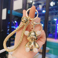 Acrylic Electroplated Bear Keychain with Braided Strap and Crystal Accents 6