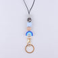 Silicone Rainbow Beaded Keychain Necklace with Leopard Print Accent 7
