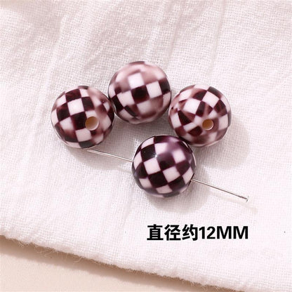 Japanese Vintage Showa Printed Resin Beads 10/12mm Glossy Floral 15pcs 27