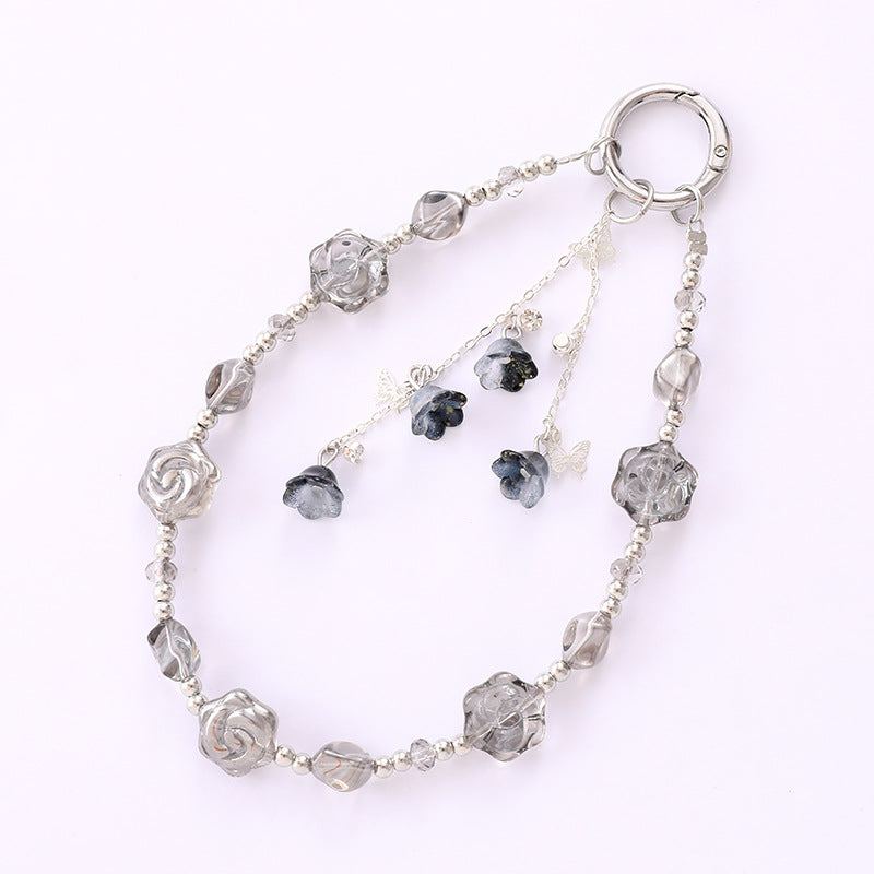 Iridescent Rose Beaded Acrylic Phone Keychain 16cm 1pc 5