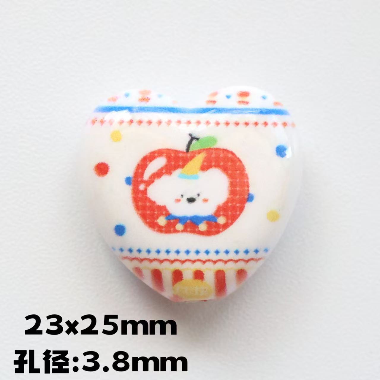 Cheerful Animal Printed Heart Acrylic Beads 25mm 20pcs 9