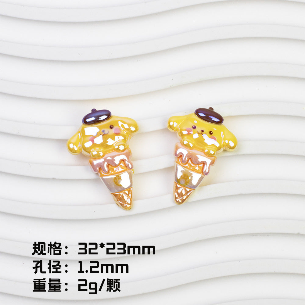 Ice Cream Character Resin Beads Glossy Pastel Colors 20pcs 9