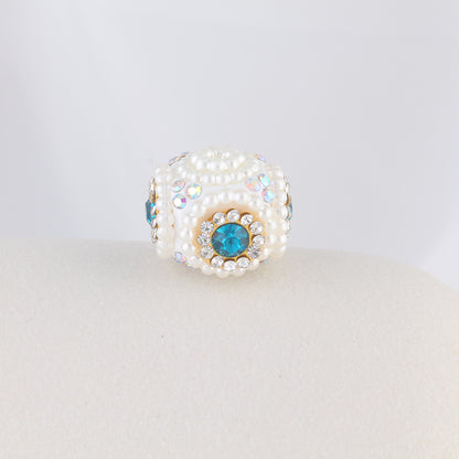 Pearl Encrusted Cube Clay Beads 20mm Rhinestone Accent 5pcs 11