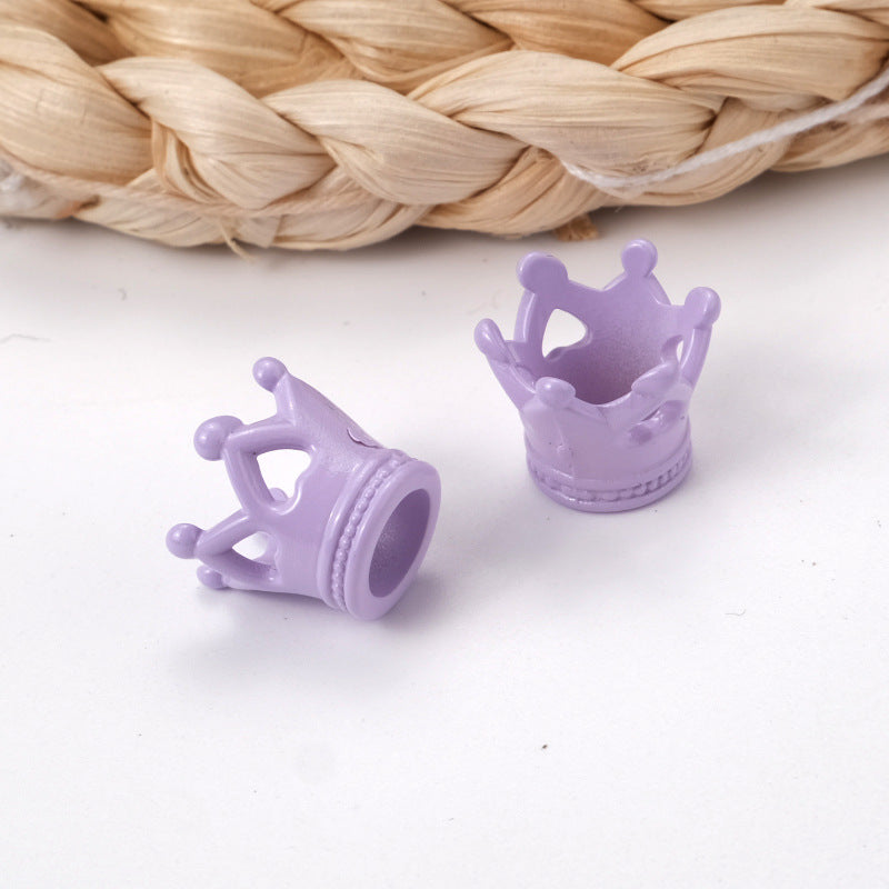 Painted Crown Acrylic Beads 12mm 14mm Hole Vibrant Pastel Colors 100pcs 12