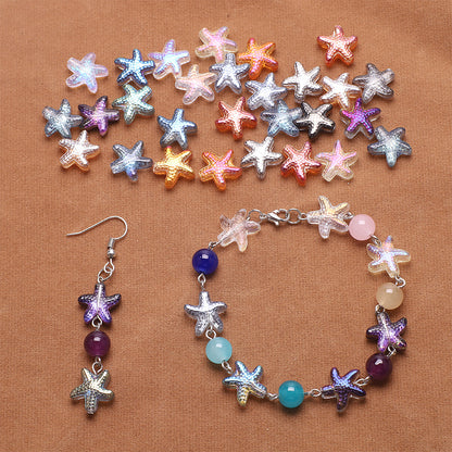 Electroplated Starfish Glass Beads 13-14mm Transparent 30pcs 4