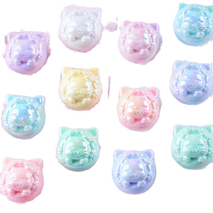 UV Plating Cute Little Cat Acrylic Beads 18mm Pastel Colors 50pcs 5