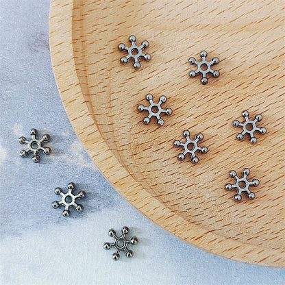 Alloy Snowflake Spacer Beads 7mm Glossy Tibetan Style 100pcs 5