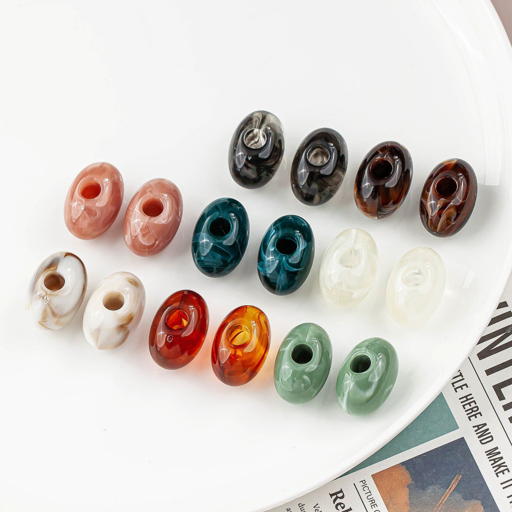 Marble Texture Oval Resin Beads 20mm Glossy Mixed Colors 20pcs 2