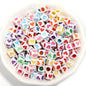 Square Acrylic Beads 6.7mm Glossy Dripping Oil Love Design 100pcs 16
