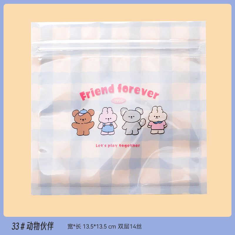 Top Seal Zip Lock Bags 13.5cm Pastel Animal Pattern 10pcs 35