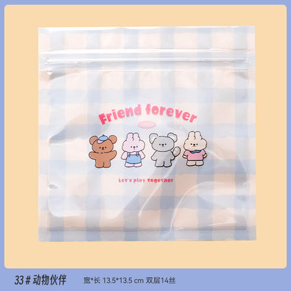 Top Seal Zip Lock Bags 13.5cm Pastel Animal Pattern 10pcs 35