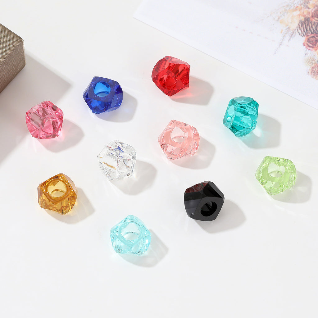 Resin Large Hole Spacer Beads 8 14mm 40pcs Imitation Crystal 2