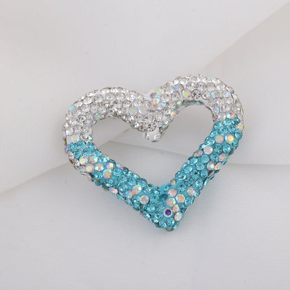 Shimmer Hollow Heart Frame Polymer Clay Rhinestone Beads 32mm 6pcs 21