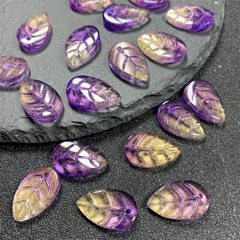 Czech Glass Beads Leaf 18mm Imitation Jade Translucent Green 50pcs 5