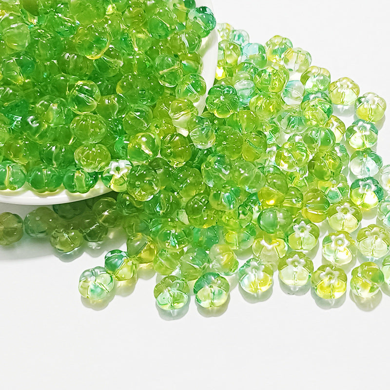 Czech Glass Beads Pumpkin 10mm Glossy Orange Gold 100pcs 20