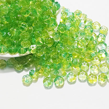 Czech Glass Beads Pumpkin 10mm Glossy Orange Gold 100pcs 20