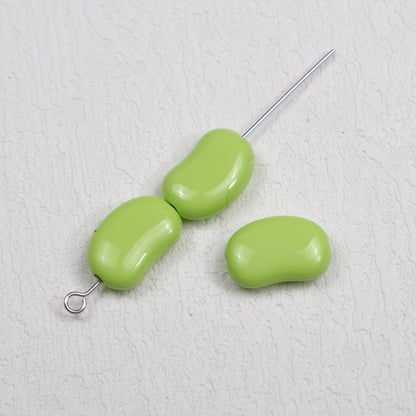 Painted Pea Acrylic Beads 15mm Glossy Jelly Bean Style 50pcs 8