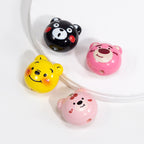Cartoon Character Bear Head Acrylic Beads 17mm Colorful 10pcs 3