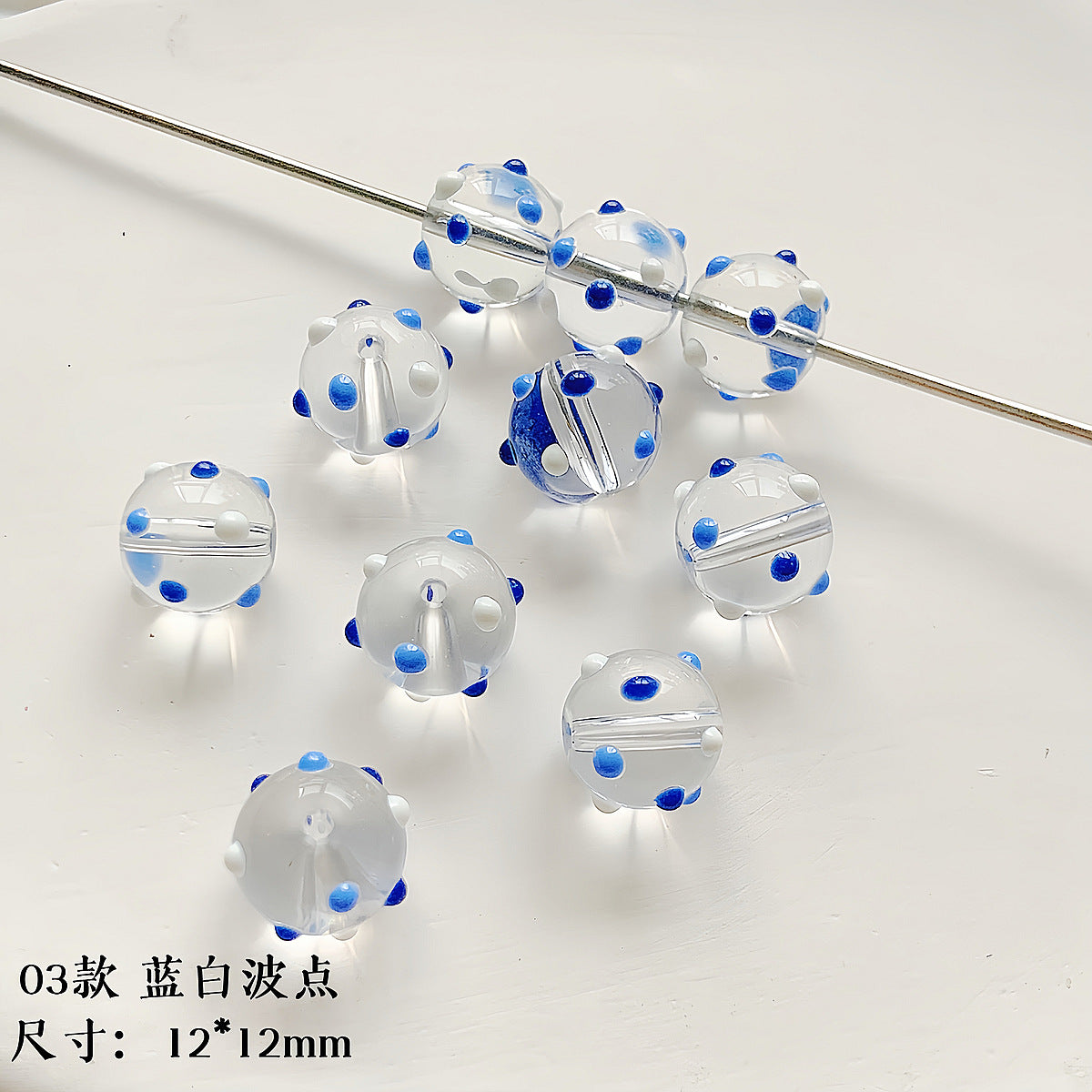 Hand Painted Transparent Glass Beads 12-14mm Christmas Series 1pc 23