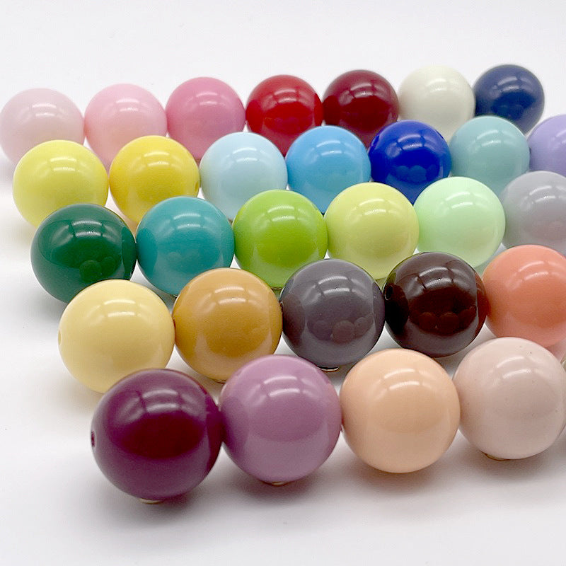 Opaque Bubblegum Beads 20mm Solid Color Glossy Mixed 113pcs 2