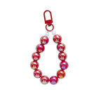 Acrylic Colour Beaded Wristlet Keychain Glossy Metal Clip