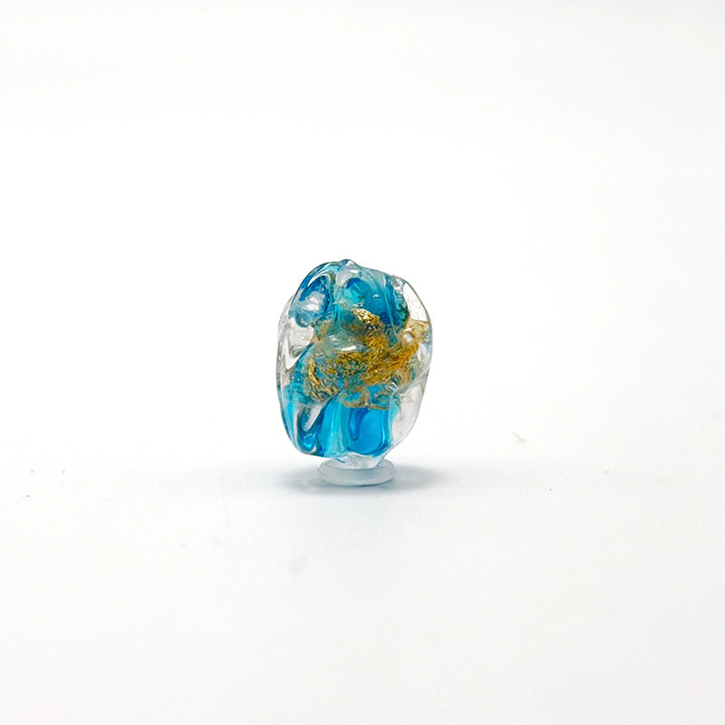 Lampwork Glass Beads Irregular Oval Gold Dust Filled 13mm 10pcs 4