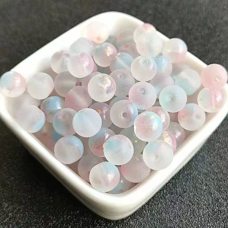 Frosted Round Glass Beads 8mm Pastel Matte Colors 50pcs 16