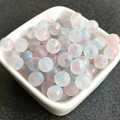 Frosted Round Glass Beads 8mm Pastel Matte Colors 50pcs 16