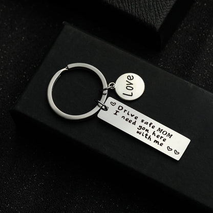 Stainless Steel Driving Safety Keychain Car Charm Engraved Drive Safe 11