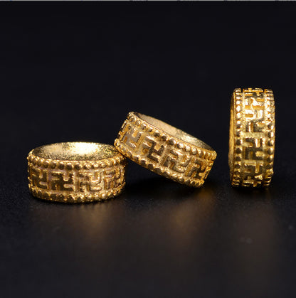 Brass Rondelle Spacer Beads 6-12mm Svastika Patterned 20pcs 6