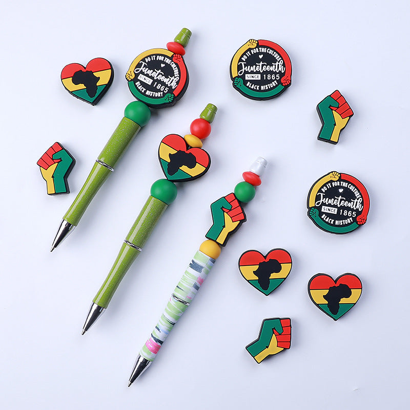 Silicone Focal Beads Black History Month Freedom Raised Fist 20pcs 4