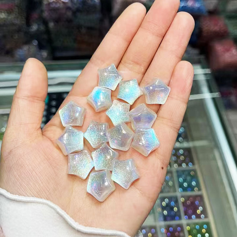 Glitter Heart Clover Resin Beads 18mm Lavender Iridescent 20pcs 12