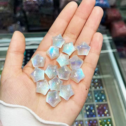 Glitter Heart Clover Resin Beads 18mm Lavender Iridescent 20pcs 12