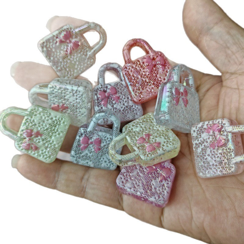 UV Plating Lace Handbag Acrylic Beads 26-32mm Soft Pastel 50pcs 5