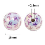 UV Plating Crossed Ribbon Printed Acrylic Beads 16mm Glossy 50pcs 3