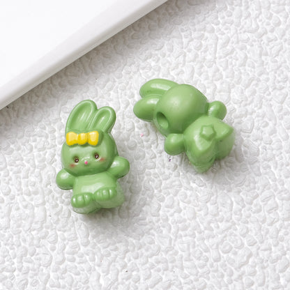 Printed Bunny Acrylic Beads 18mm Glossy Colors 50pcs 5