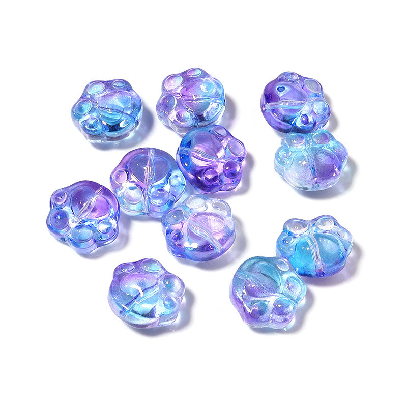 Bear Paw Transparent Glass Beads 14x15mm Assorted Colors 20pcs 7